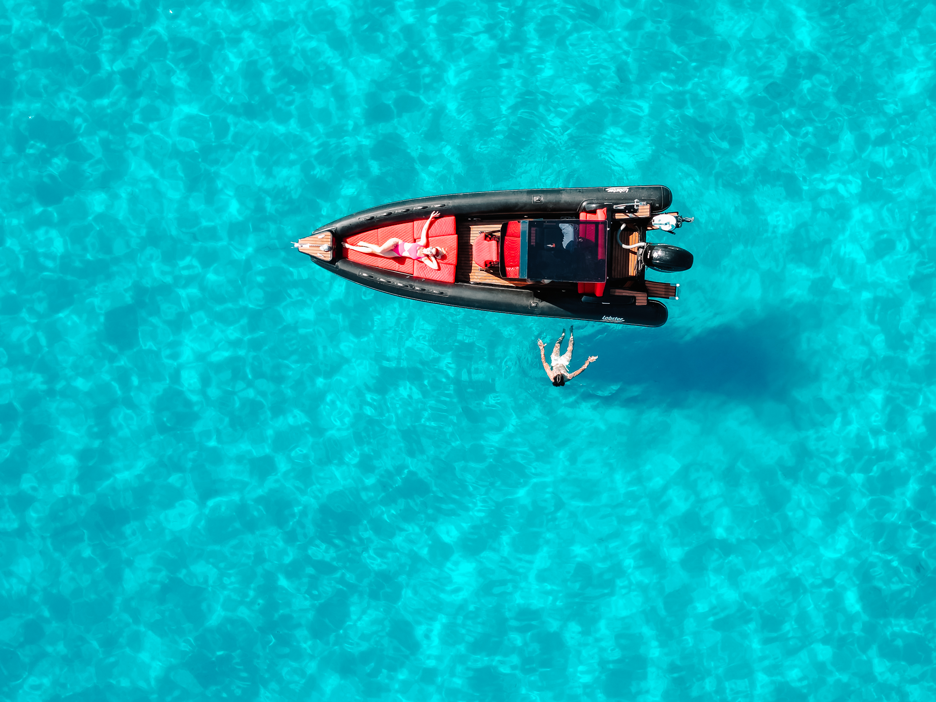 Drone shot of Technohull boat in Ionian Sea
